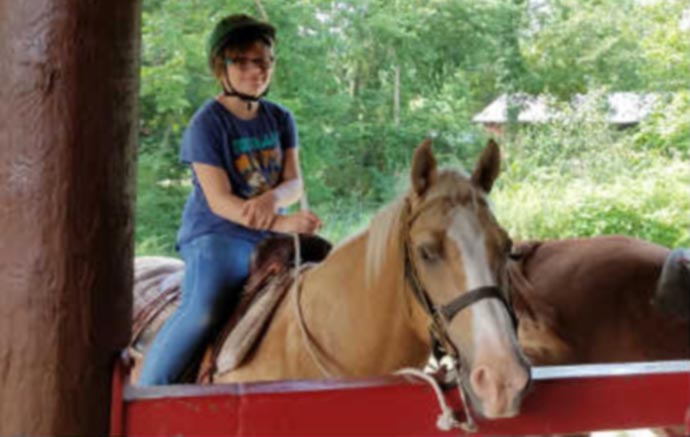 Camp Appanoose Sugar Creek Horse Camp Rider and Horse in shade